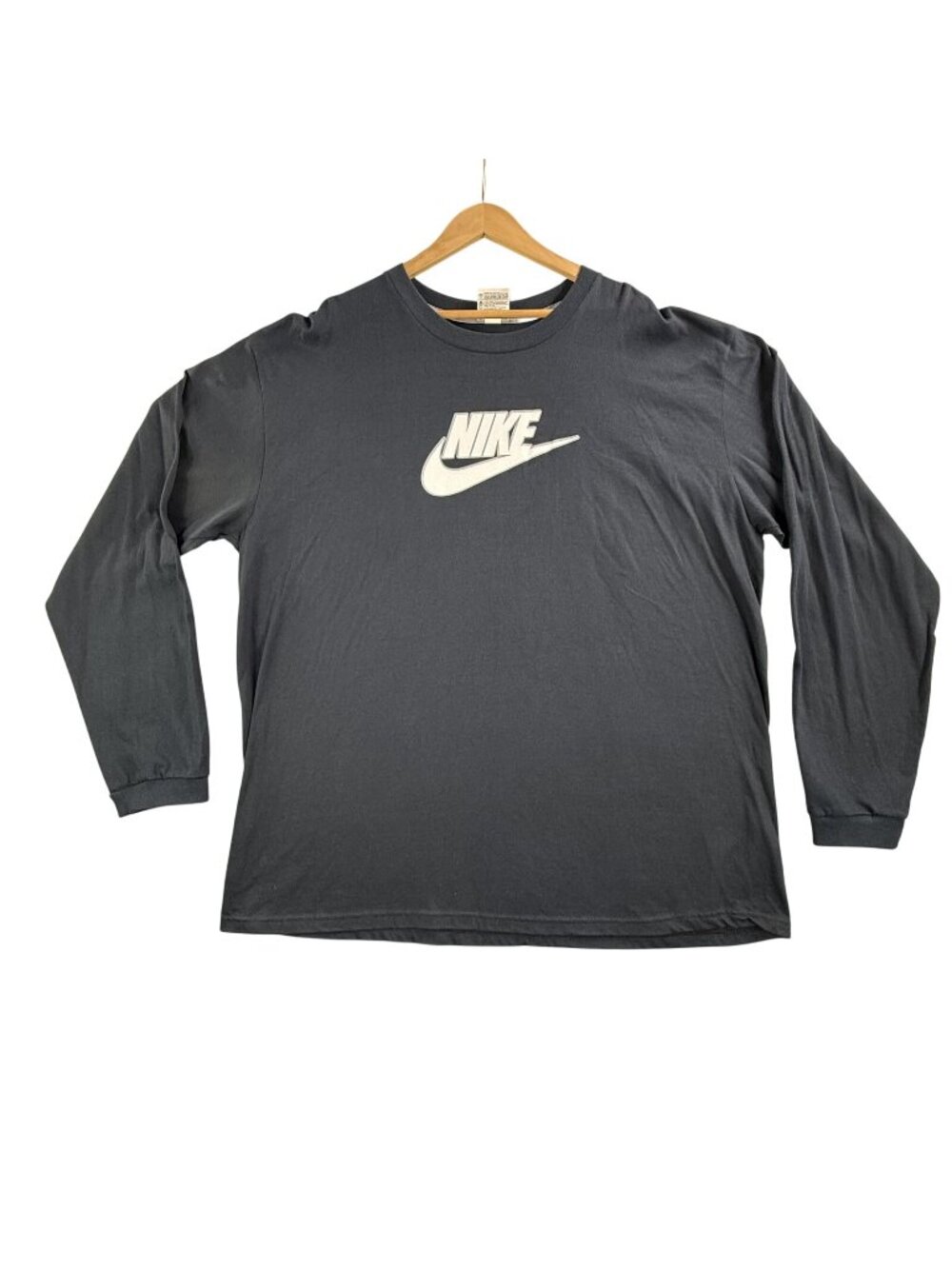 Vintage Nike Shirt Mens 2XL Black Long Sleeve Swoosh Logo Graphic Tee Athletic